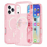 iPhone 17 Pro Max MagSafe Glitter Clear Shockproof Case With Stand