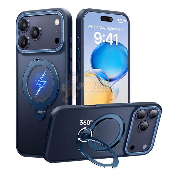 iPhone 17 Pro Max Magsafe Shockproof Case With 360 Rotating Stand