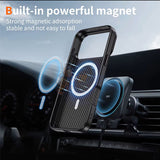 iPhone 17 Pro Shockproof Carbon Fiber Case with Back Camera Stand Cover