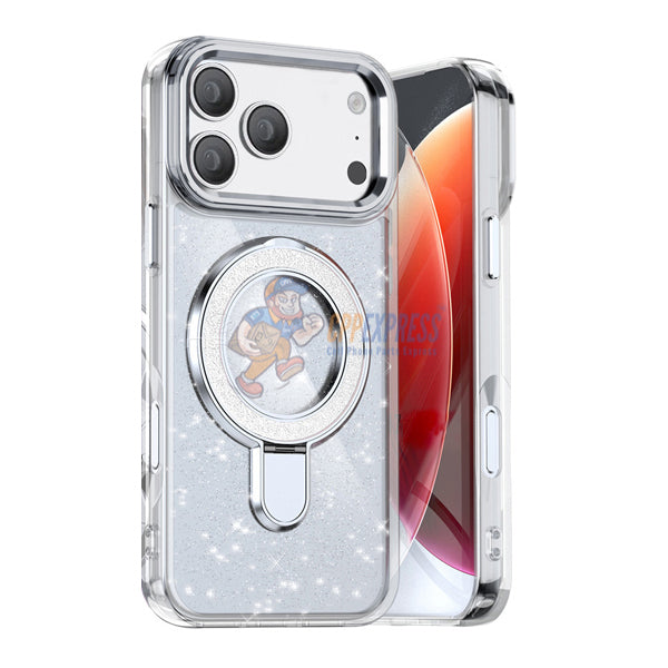 iPhone 18 Pro Glitter Magsafe With Stand ShockProof Protective Case Cover