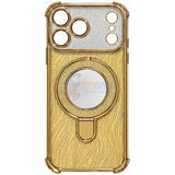 iPhone 18 Pro Max Glitter Wavy Pattern Mirror Case with Stand ShockProof Cover