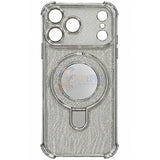 iPhone 18 Pro Max Glitter Wavy Pattern Mirror Case with Stand ShockProof Cover