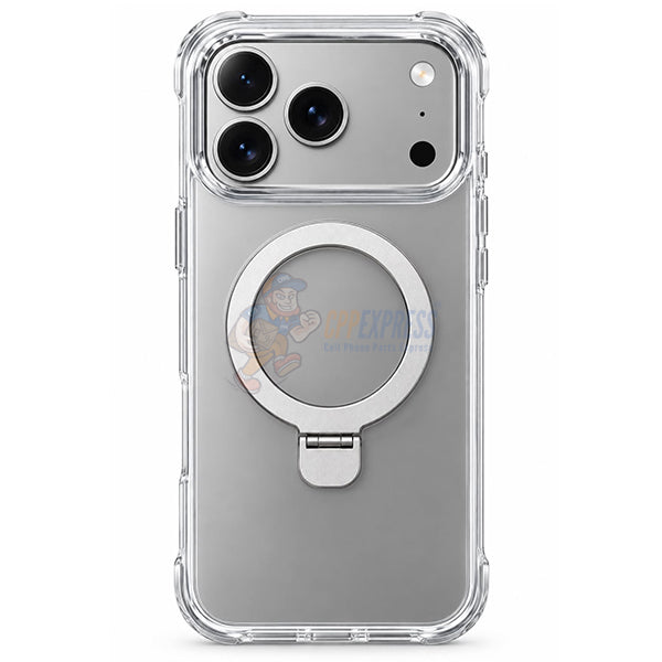 iPhone 18 Pro Shockproof Magnetic Case With Invisible Stand Holder - Clear