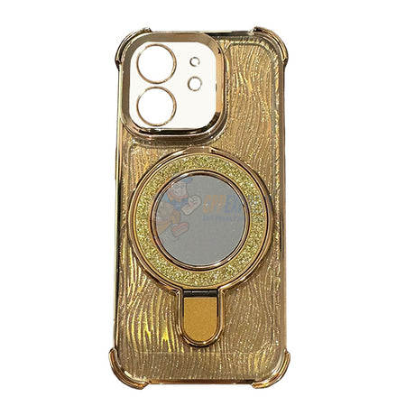 iPhone 11 Shockproof Stand Glitter & Wavy Pattern Card Magsafe Case