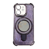 iPhone 11 Shockproof Stand Glitter & Wavy Pattern Card Magsafe Case