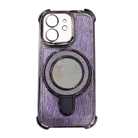 iPhone 11 Shockproof Stand Glitter & Wavy Pattern Card Magsafe Case