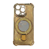 iPhone 14 Pro Max Shockproof Stand Glitter & Wavy Pattern Card Magsafe Case