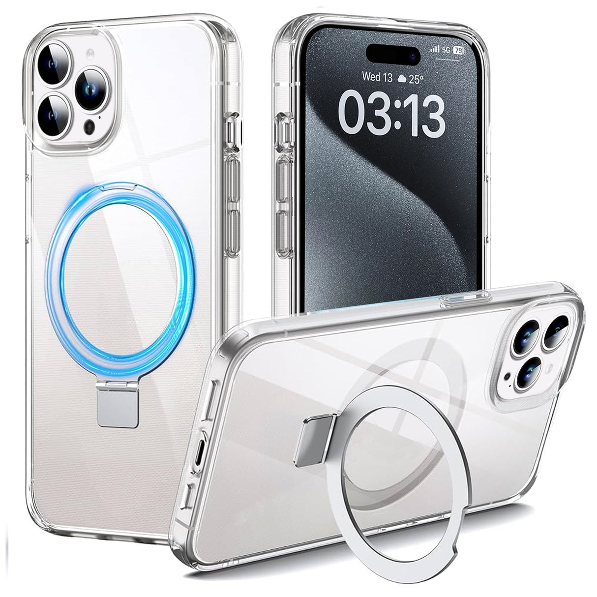 iPhone 15 Pro Max Shockproof Magnetic Case With Stand Holder
