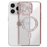 iPhone 15 Pro Shockproof Clear Luxury Magnetic Diamond Glitter Case