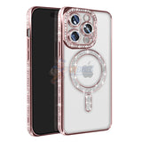 iPhone 15 Pro Shockproof Clear Luxury Magnetic Diamond Glitter Case