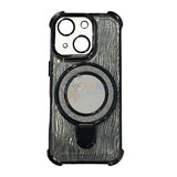 iPhone 15 Shockproof Stand Glitter & Wavy Pattern Card Magsafe Case