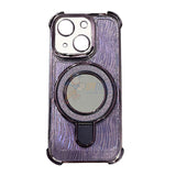 iPhone 15 Shockproof Stand Glitter & Wavy Pattern Card Magsafe Case