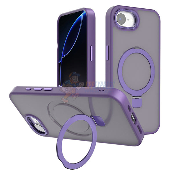 iPhone 16E Shockproof Magnetic Case With Invisible Stand Holder - Purple