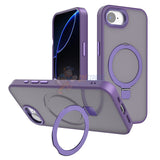 iPhone 16E Shockproof Magnetic Case With Invisible Stand Holder - Purple