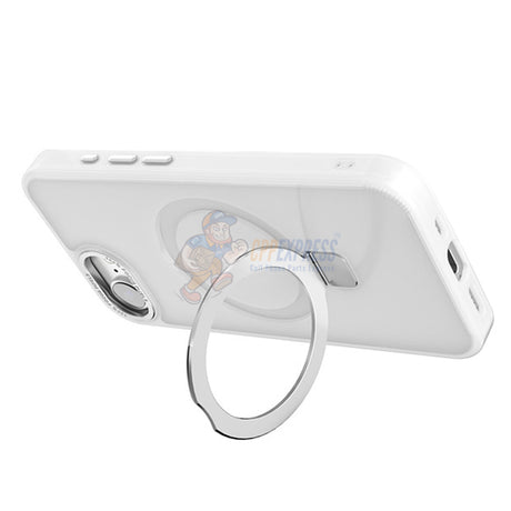 iPhone 16E Shockproof Magnetic Case With Invisible Stand Holder - White