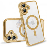 iPhone 16 Plus Shockproof Clear Luxury Magnetic Diamond Glitter Case
