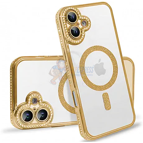 iPhone 16 Plus Shockproof Clear Luxury Magnetic Diamond Glitter Case