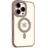 iPhone 16 Pro Shockproof Clear Luxury Magnetic Diamond Glitter Case