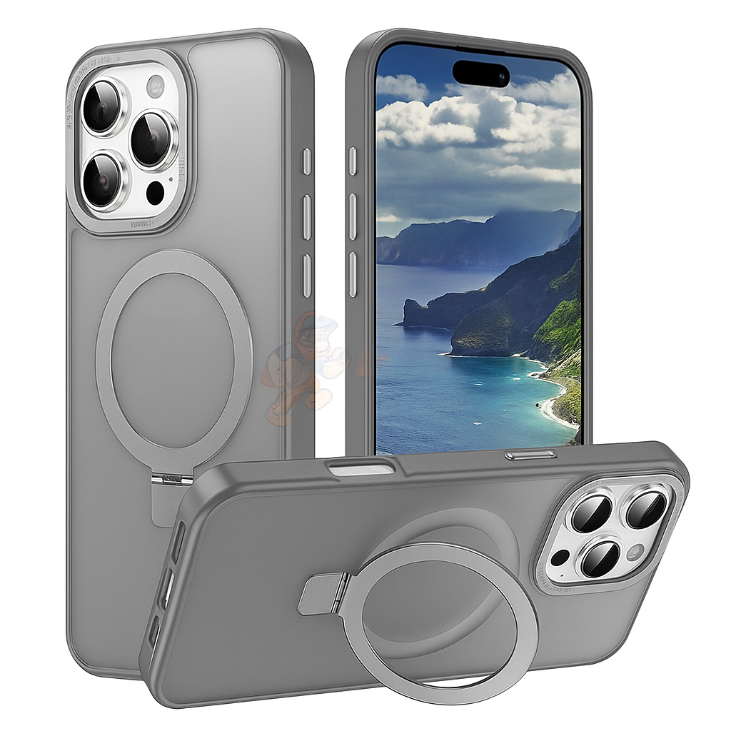 iPhone 16 Pro Shockproof Magnetic Case With Invisible Stand Holder