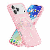 iPhone 17 Pro MagSafe Glitter Clear Shockproof Case With Stand