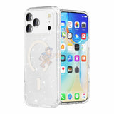 iPhone 17 Pro MagSafe Glitter Clear Shockproof Case With Stand