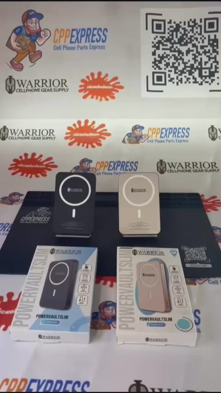 Warrior Power Vault Slim 5000mah Magnetic Wireless Portable Power Bank - Black